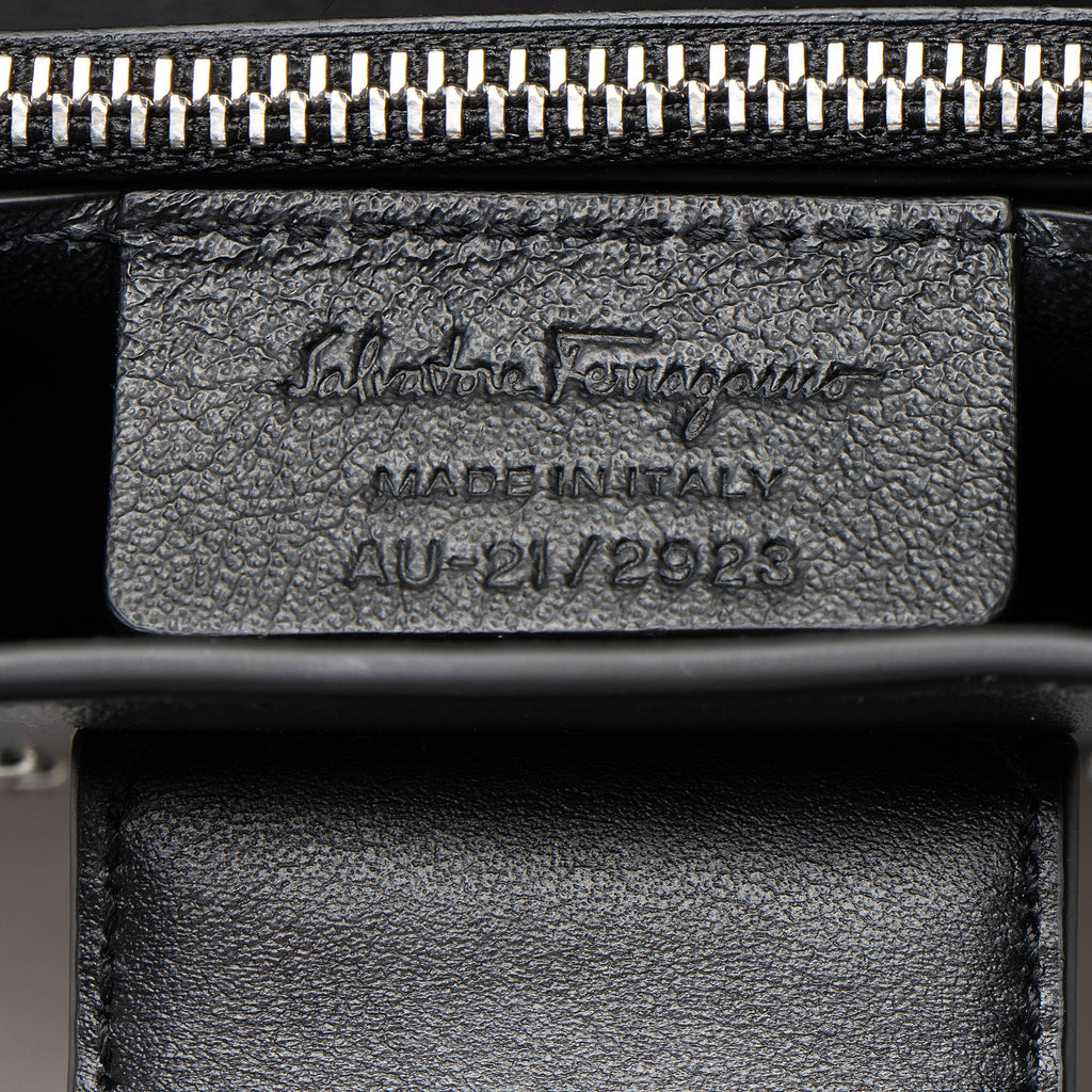 Ferragamo Leather Crystal Trifolio Chain Shoulder Bag