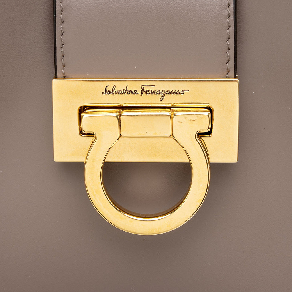Ferragamo Leather Gancio Trifolio Large Shoulder Bag