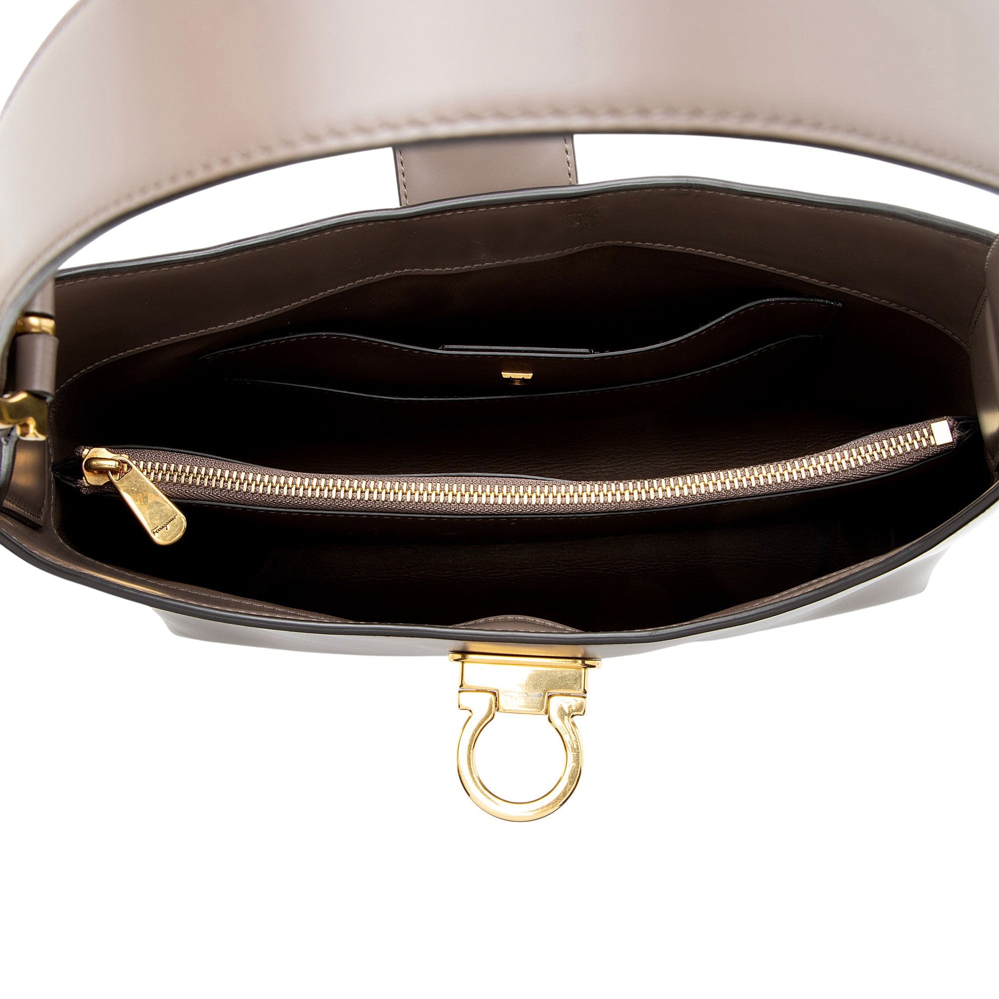 Ferragamo Leather Gancio Trifolio Large Shoulder Bag