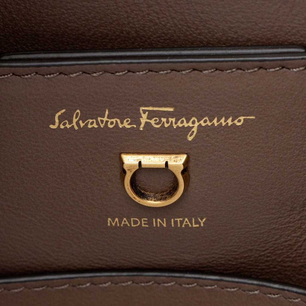 Ferragamo Leather Gancio Trifolio Large Shoulder Bag