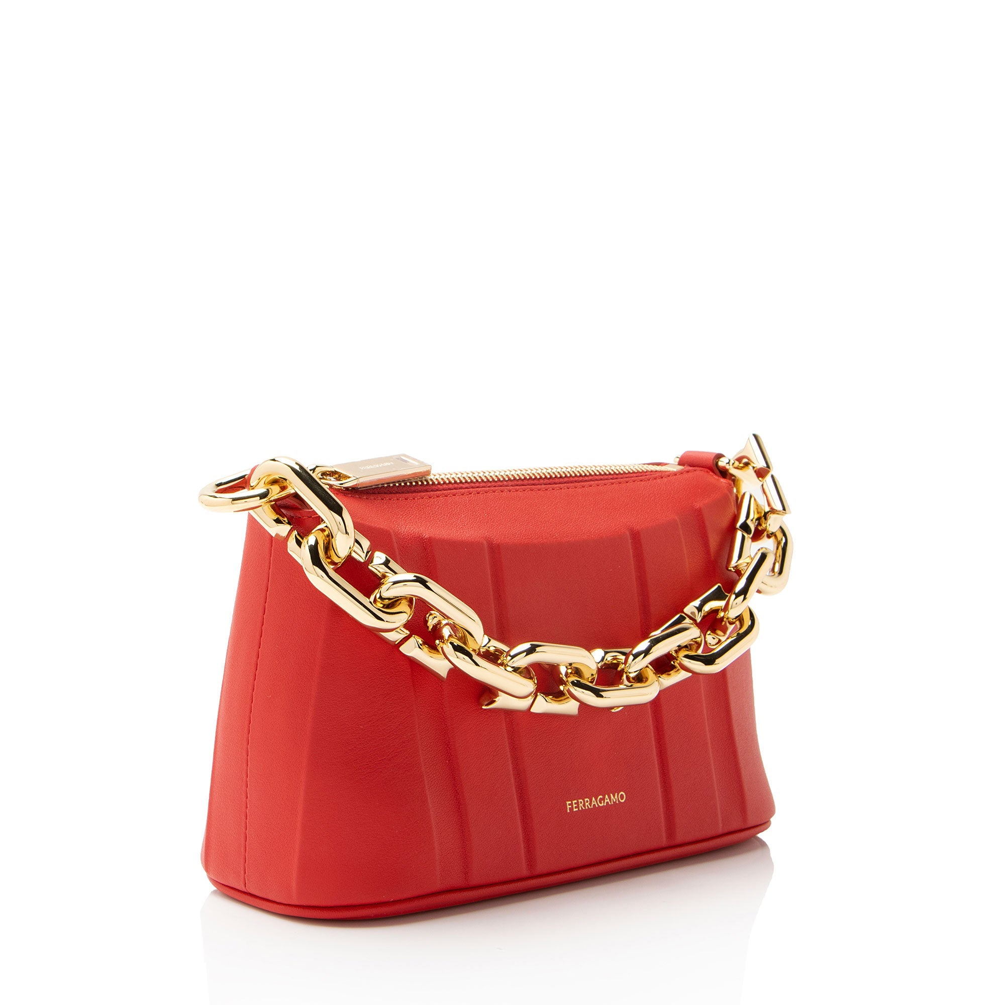 Ferragamo Leather Structured Gancini Chain Mini Bag