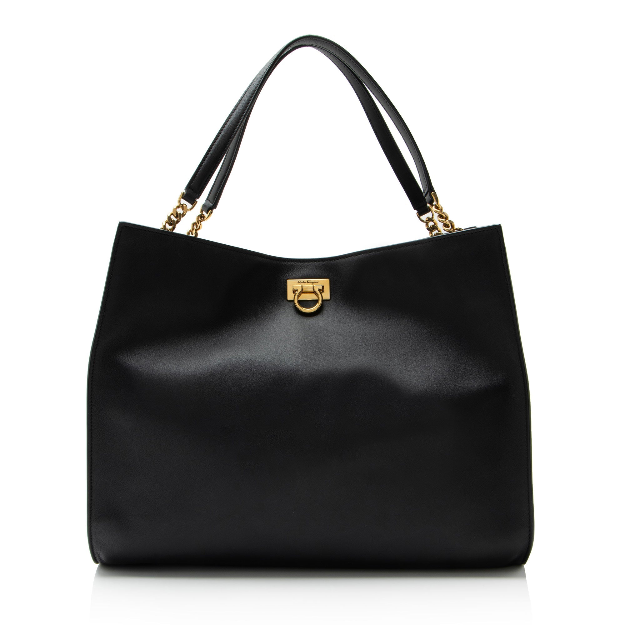 Ferragamo Leather Trifolio Gancio Square Tote