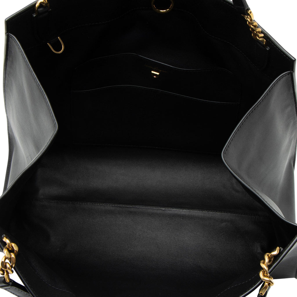 Ferragamo Leather Trifolio Gancio Square Tote