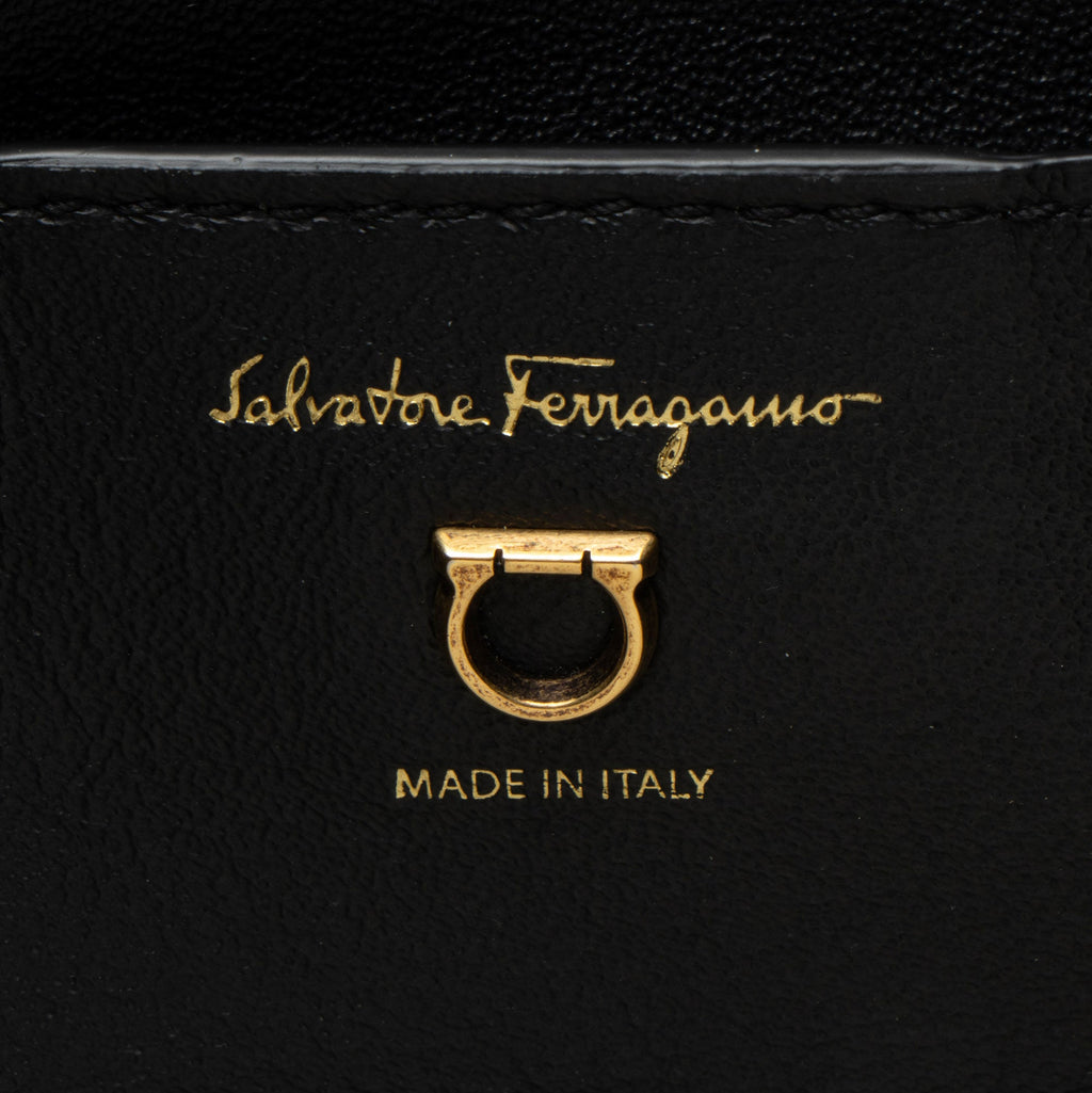 Ferragamo Leather Trifolio Gancio Square Tote