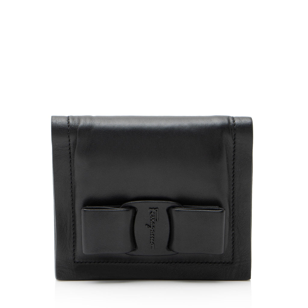Ferragamo Leather Viva Bow Compact Wallet