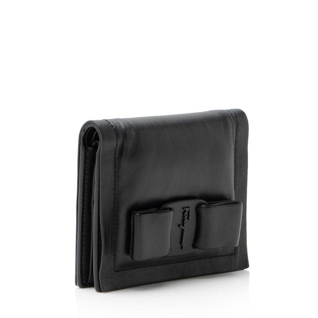 Ferragamo Leather Viva Bow Compact Wallet