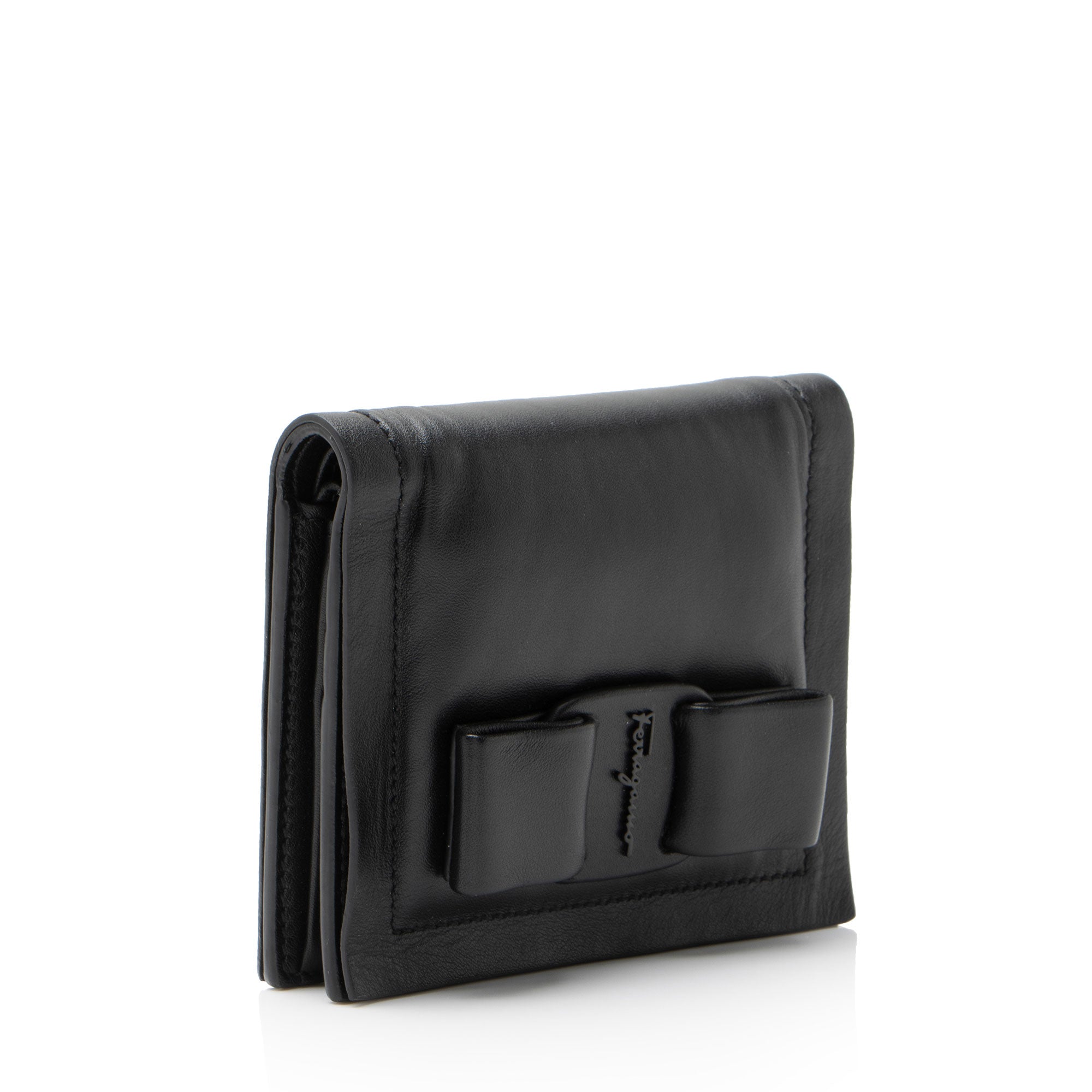 Ferragamo Leather Viva Bow Compact Wallet