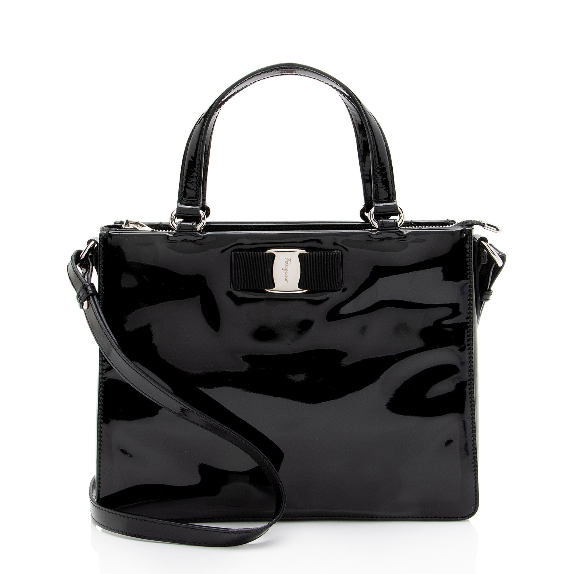 Ferragamo Patent Leather Vara Tracy Tote