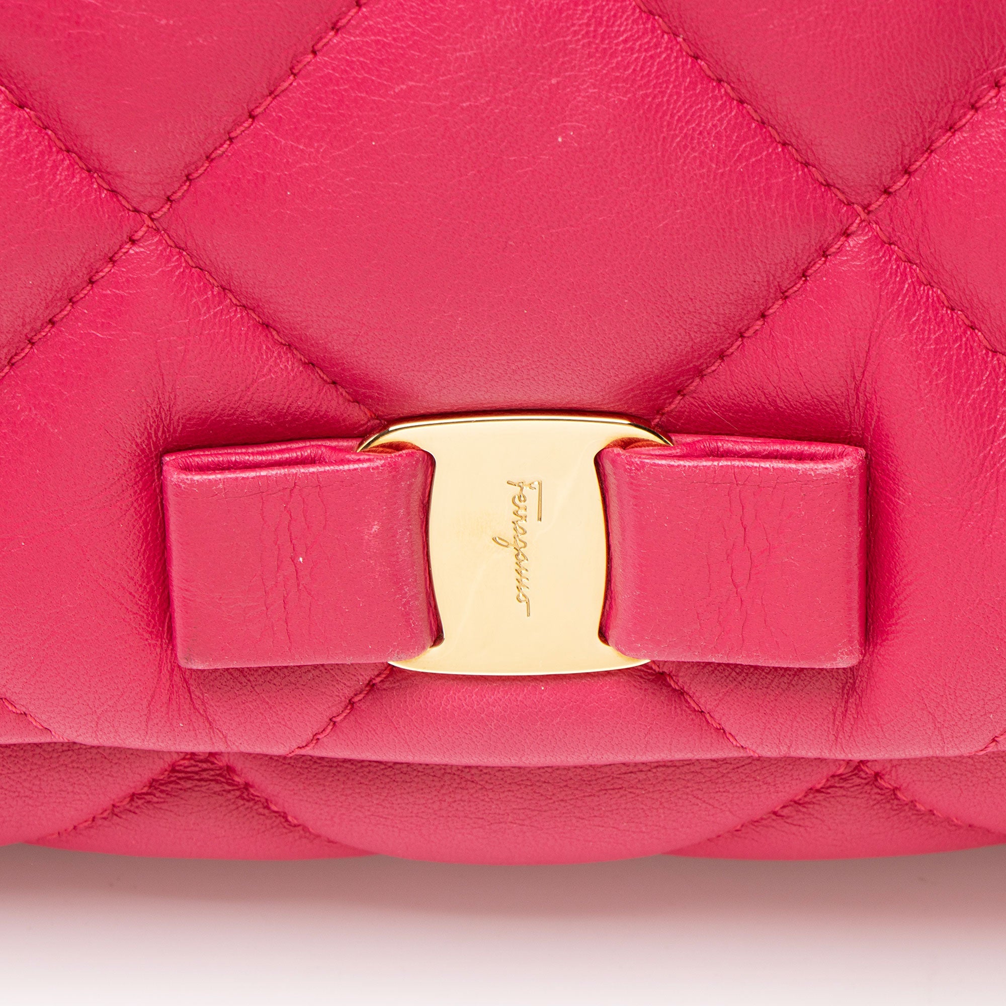 Ferragamo Quilted Leather Soft Vara Medium Shoulder Bag