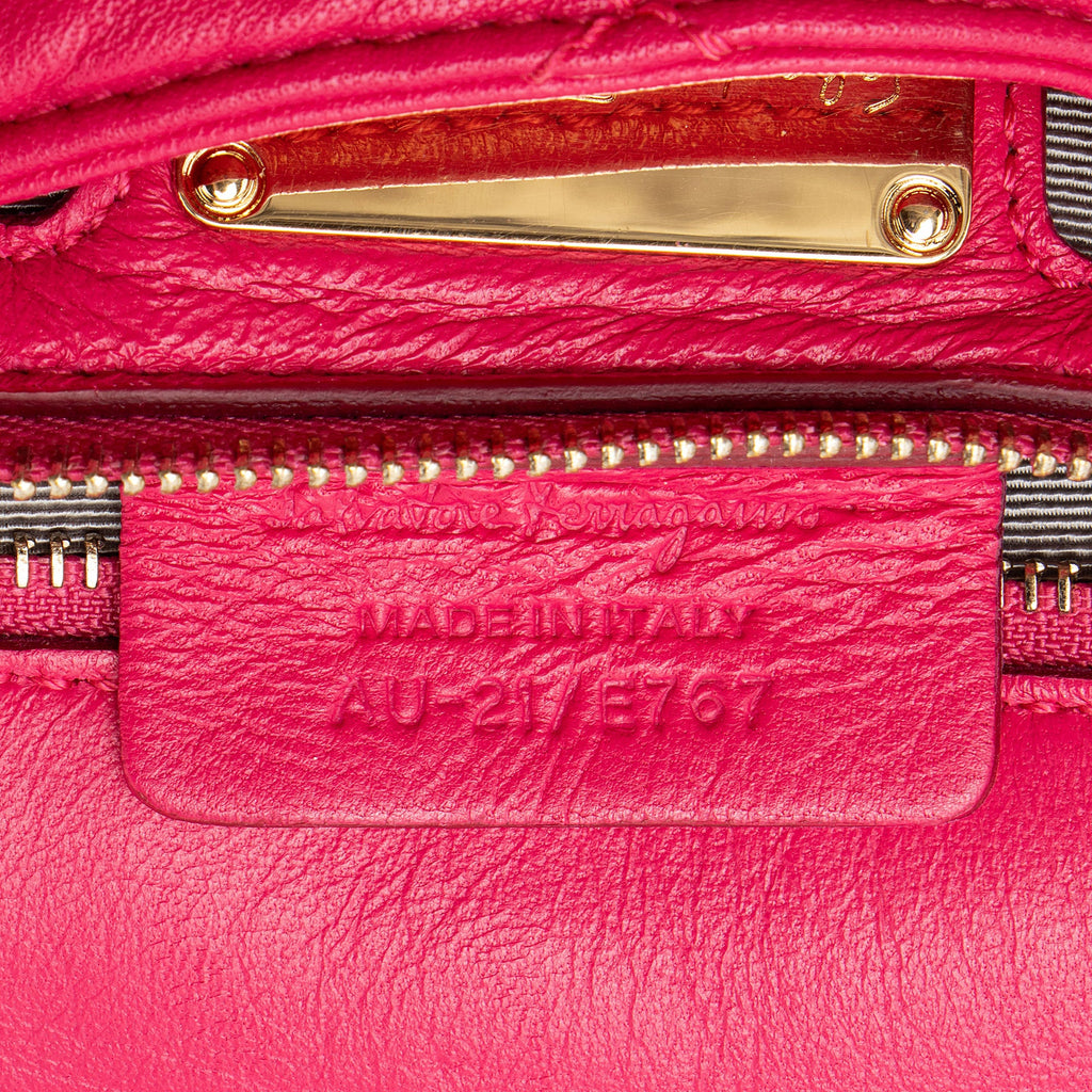 Ferragamo Quilted Leather Soft Vara Medium Shoulder Bag