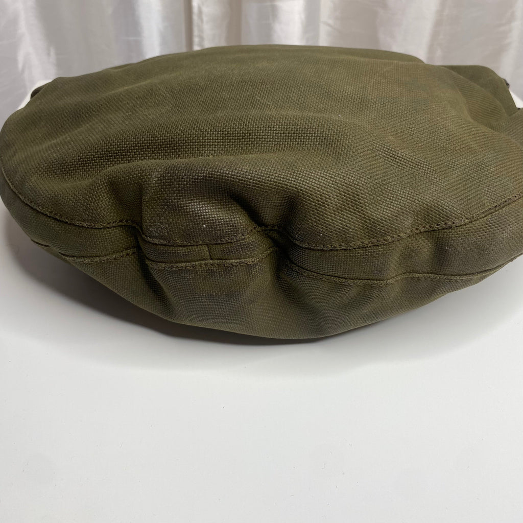 GUCCI Half Moon Canvas Shoulder Bag Khaki Green