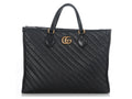 Gucci Black Matelass� Diagonal GG Marmont Tote