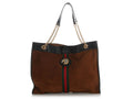 Gucci Large Brown Suede Calfskin Rajah Chain Tote