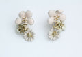 Chanel 10P Enamel Pink Camellia & Chrysanthemum Stud Earrings