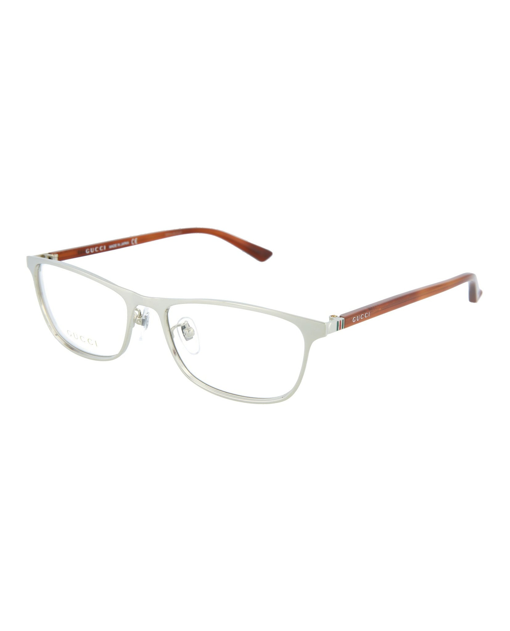 Gucci Unisex Square/Rectangle Gold Havana Transparent Fashion Designer Eyewear