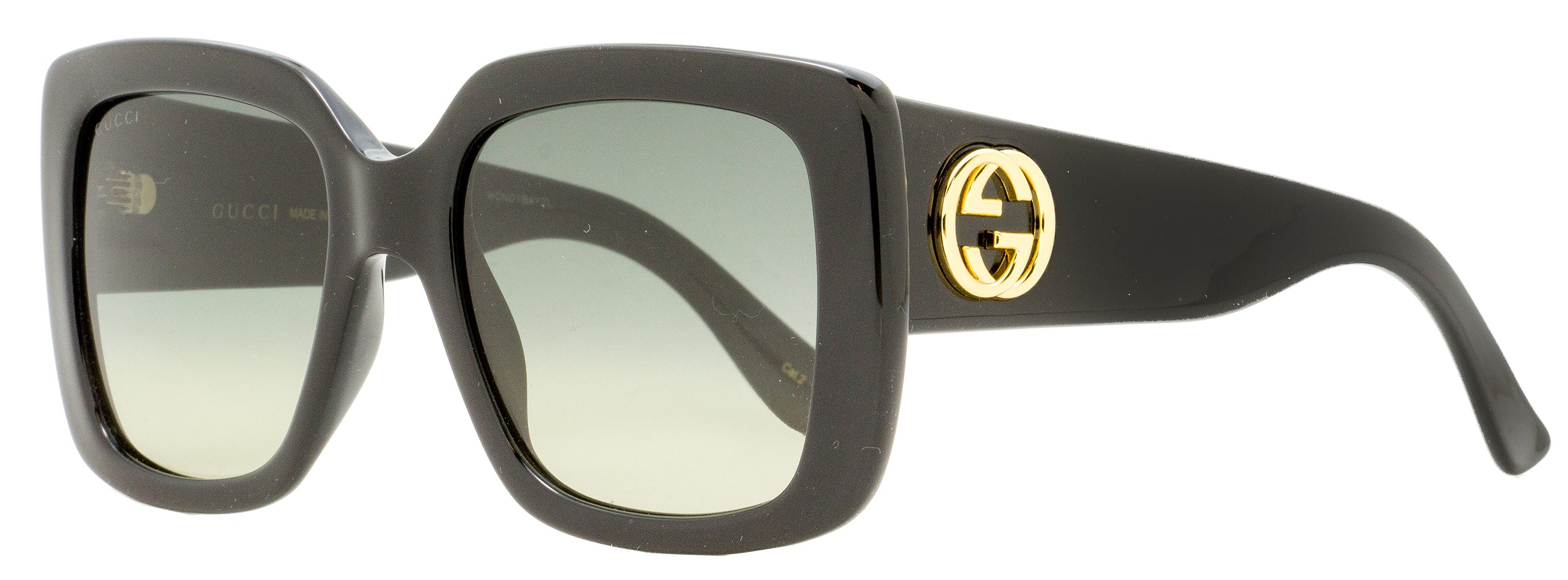 Gucci Square Sunglasses GG0141SN 001 Black/Gold 53mm 0141 Black Gold
