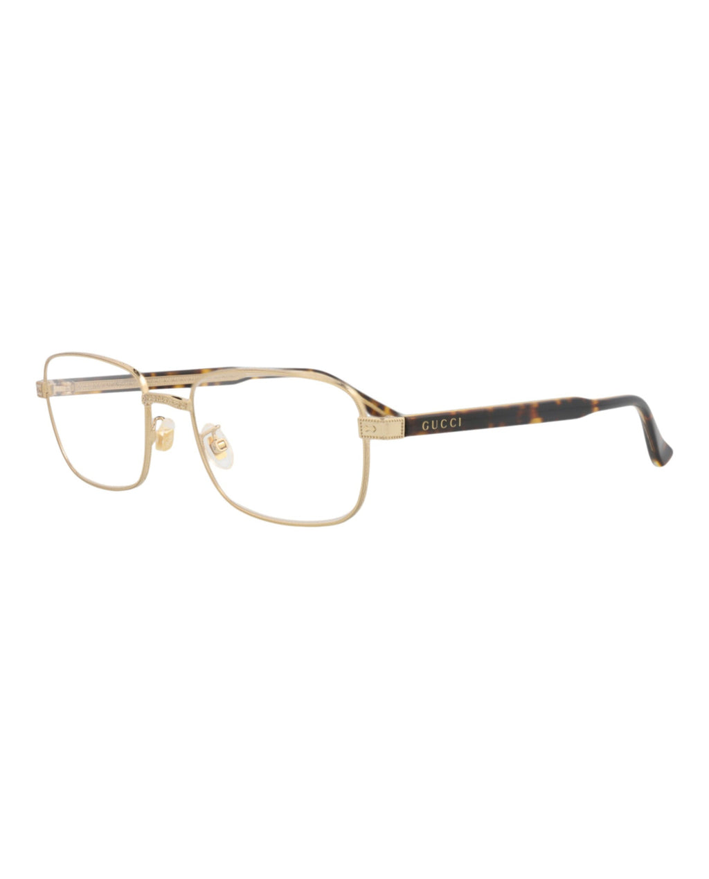 Gucci Unisex Square/Rectangle Gold Havana Transparent Fashion Designer Eyewear