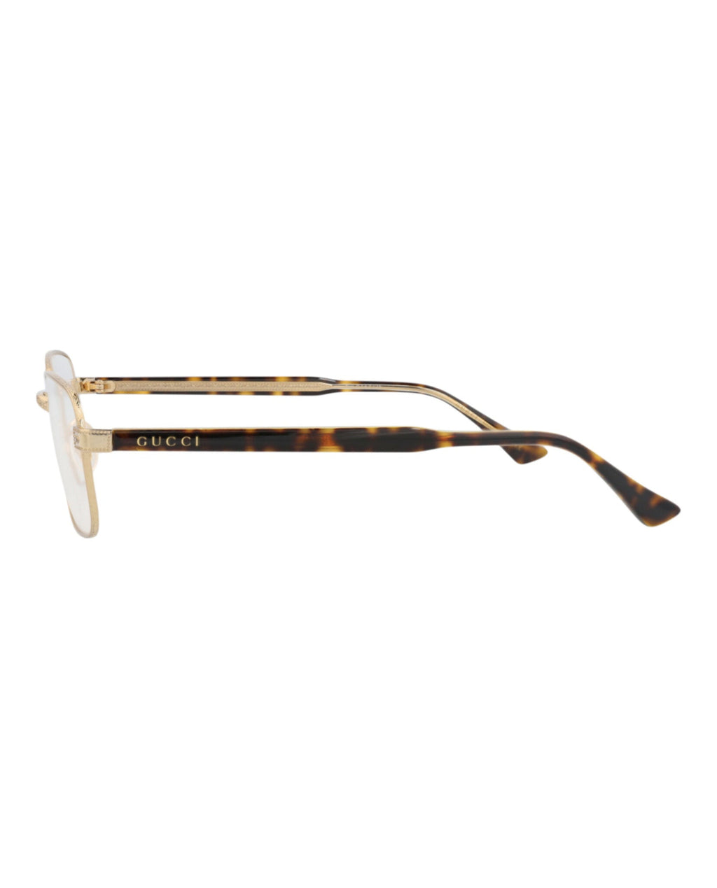 Gucci Unisex Square/Rectangle Gold Havana Transparent Fashion Designer Eyewear