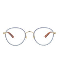 Gucci Mens Round/Oval Blue Gold Transparent Fashion Designer Eyewear
