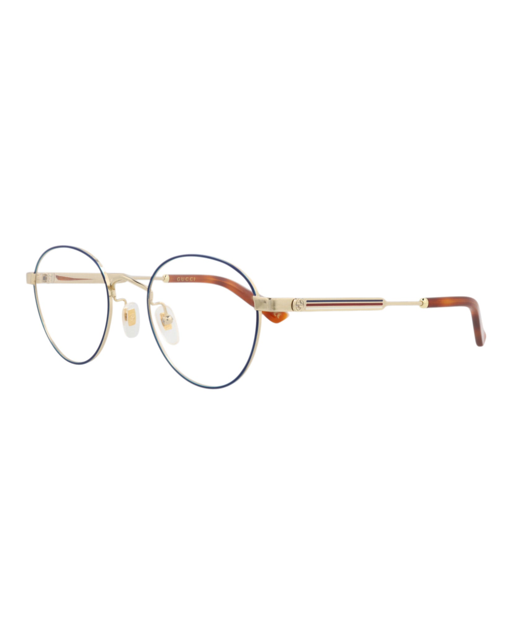 Gucci Mens Round/Oval Blue Gold Transparent Fashion Designer Eyewear