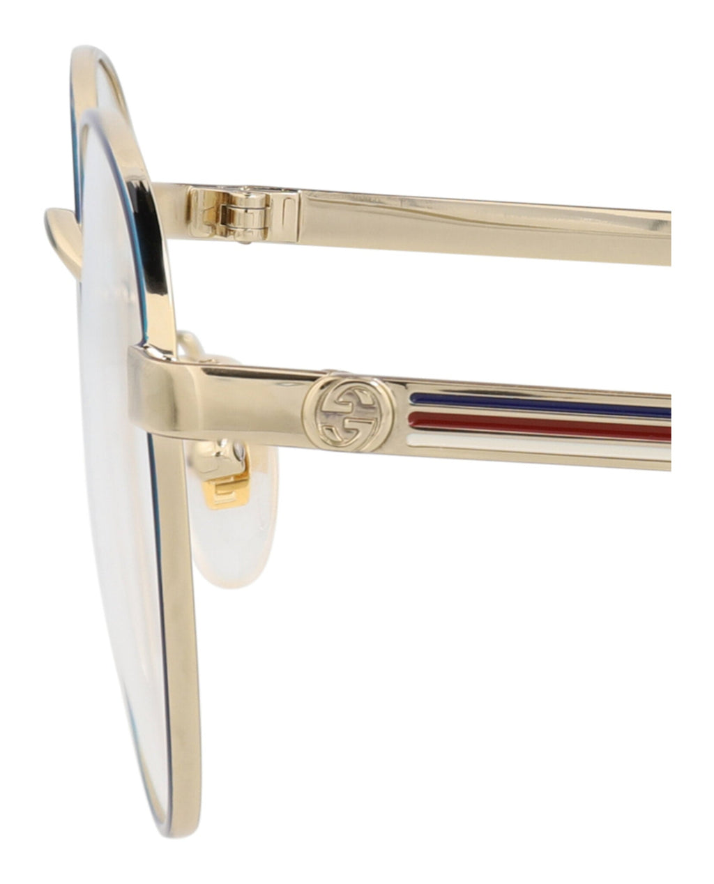 Gucci Mens Round/Oval Blue Gold Transparent Fashion Designer Eyewear