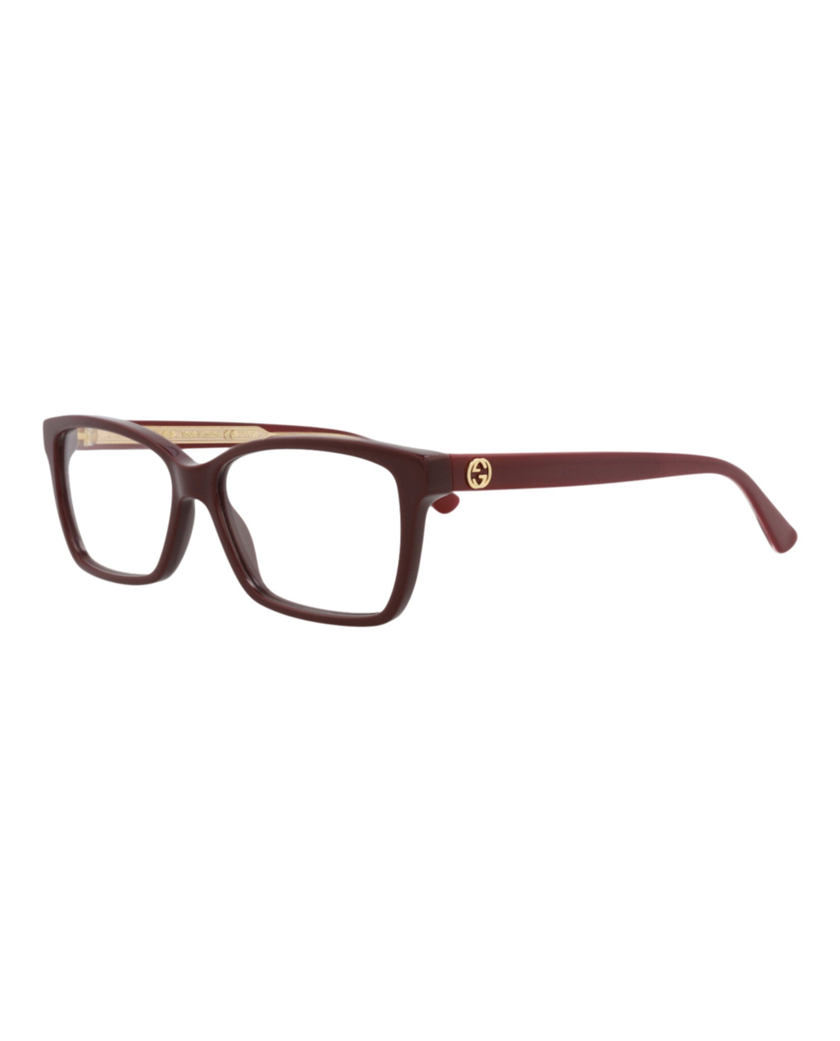 Gucci Womens Square/Rectangle Burgundy Burgundy Transparent Fashion Designer Eyewear
