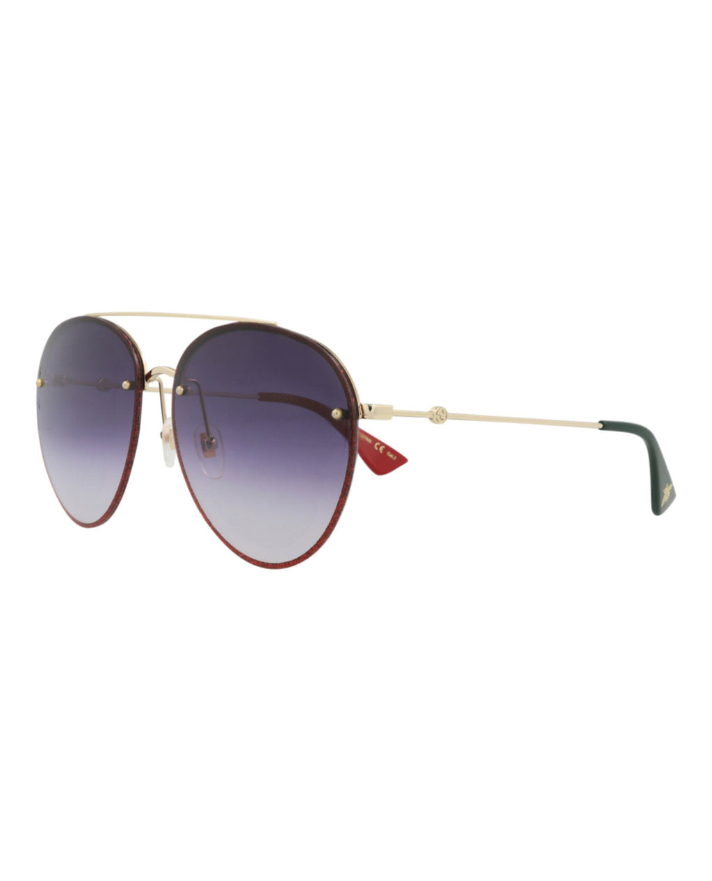 Gucci Womens Aviator Gold Gold Grey Fashion Designer Eyewear