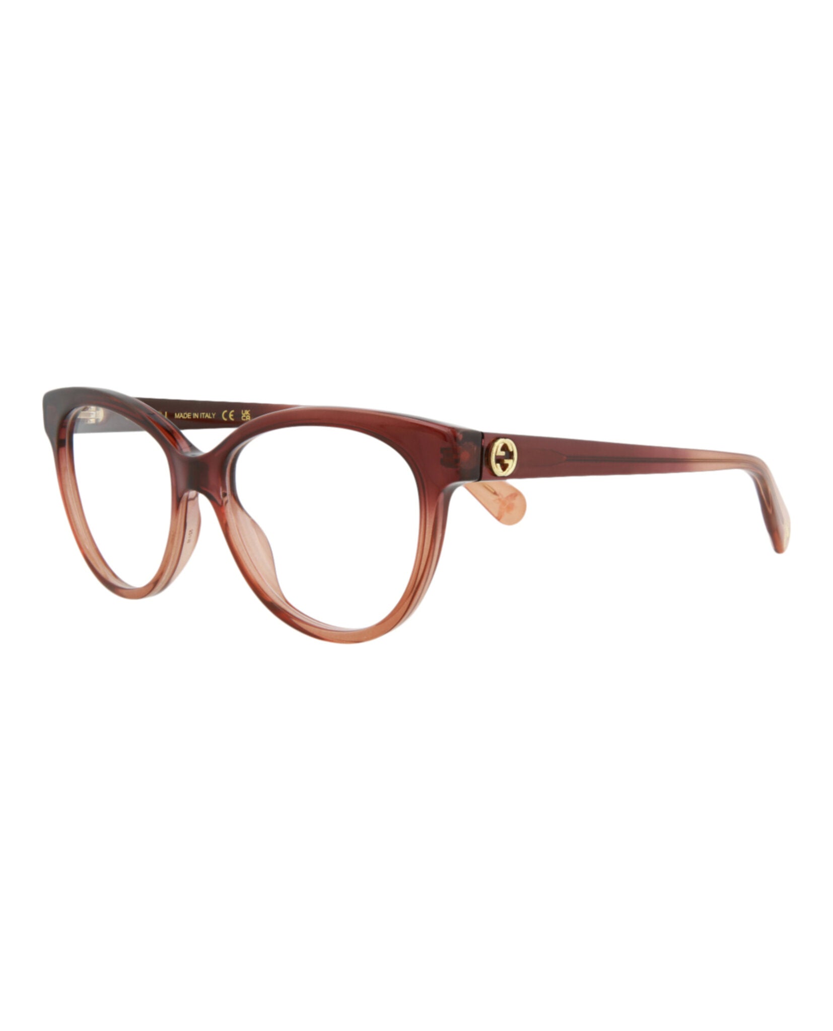 Gucci Womens Cat Eye Brown Brown Transparent Fashion Designer Eyewear