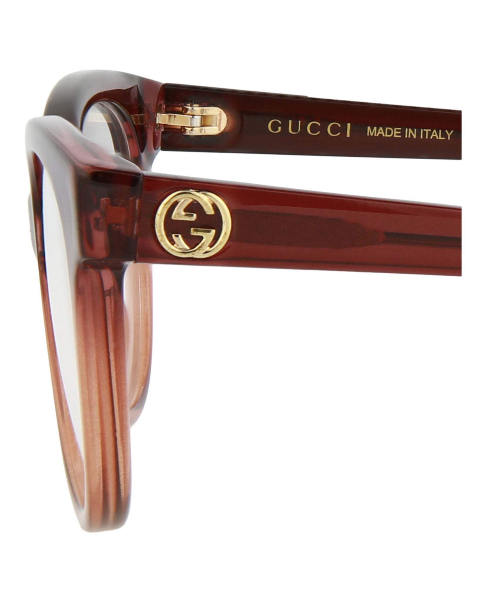 Gucci Womens Cat Eye Brown Brown Transparent Fashion Designer Eyewear