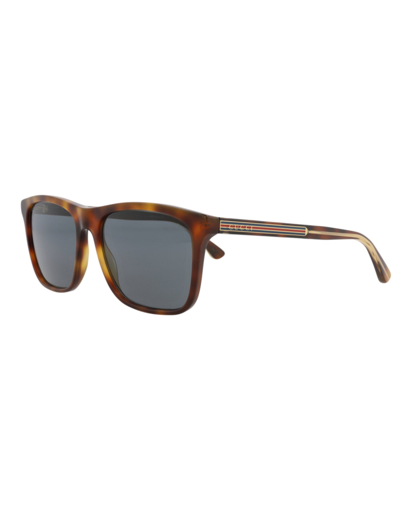 Gucci Mens Square/Rectangle Havana Havana Blue Fashion Designer Eyewear