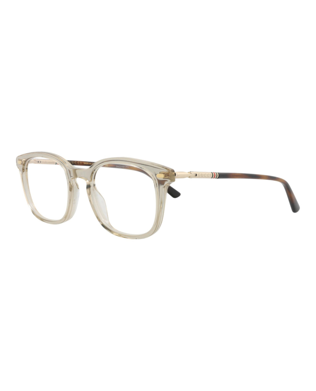 Gucci Mens Square/Rectangle Grey Gold Transparent Fashion Designer Eyewear