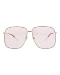 Gucci Womens Square/Rectangle Gold Gold Pink Fashion Designer Eyewear