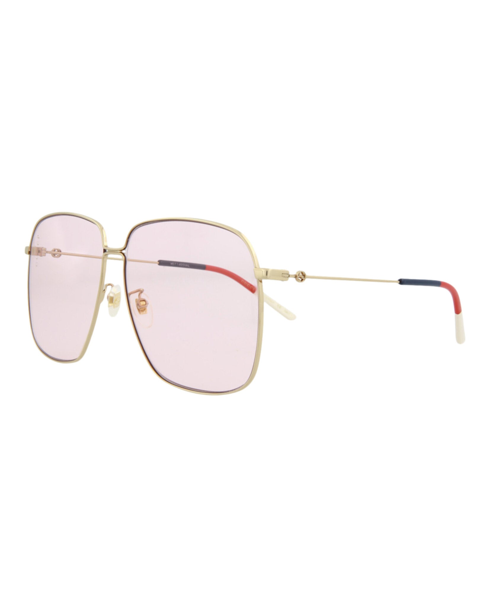 Gucci Womens Square/Rectangle Gold Gold Pink Fashion Designer Eyewear