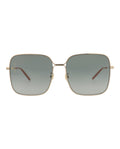 Gucci Womens Square/Rectangle Gold Gold Grey Fashion Designer Eyewear