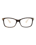 Gucci Womens Square/Rectangle Havana Gold Transparent Fashion Designer Eyewear