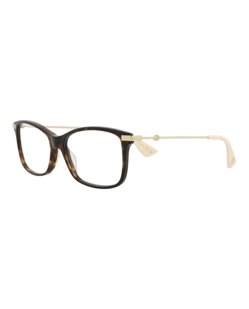 Gucci Womens Square/Rectangle Havana Gold Transparent Fashion Designer Eyewear