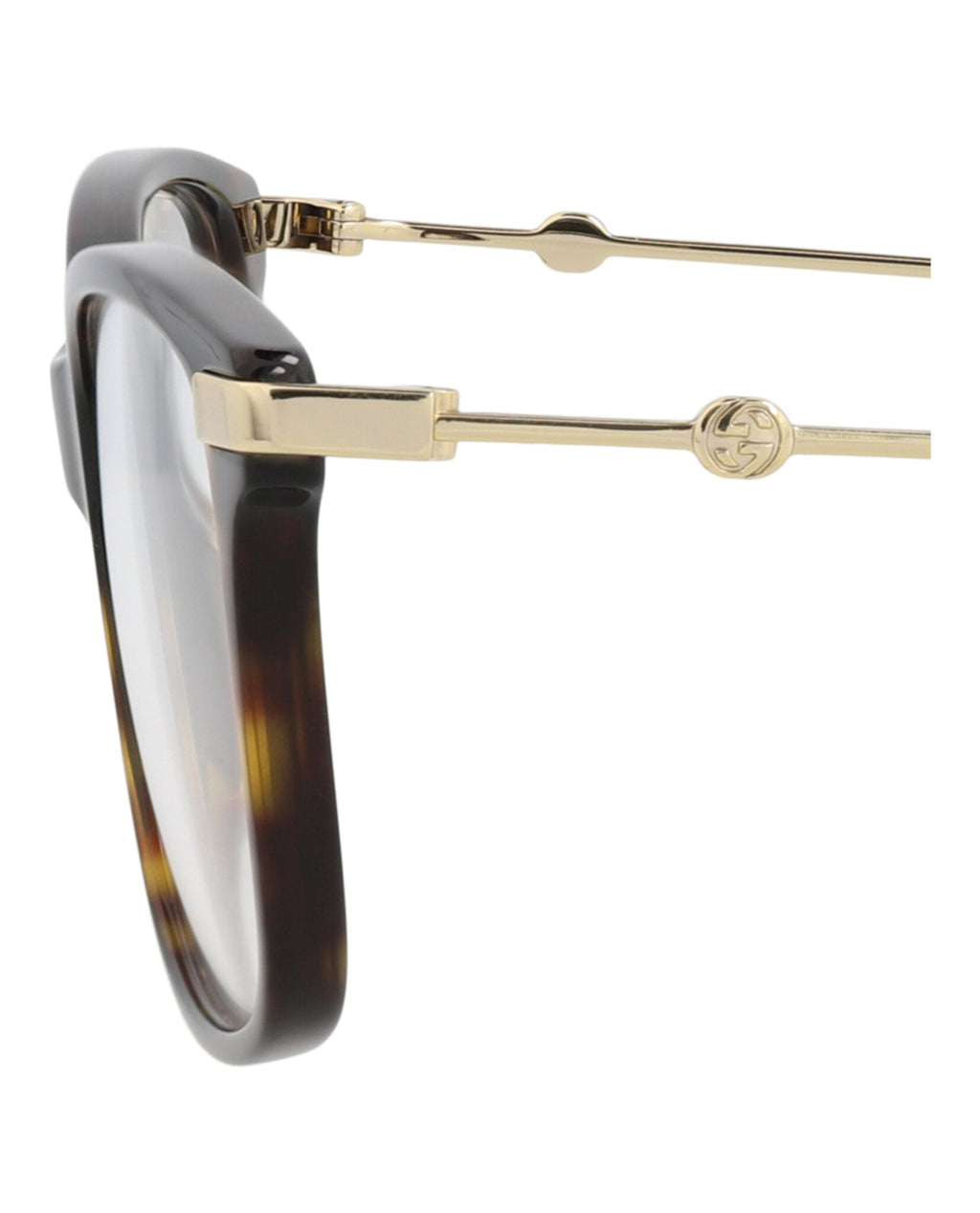 Gucci Womens Square/Rectangle Havana Gold Transparent Fashion Designer Eyewear