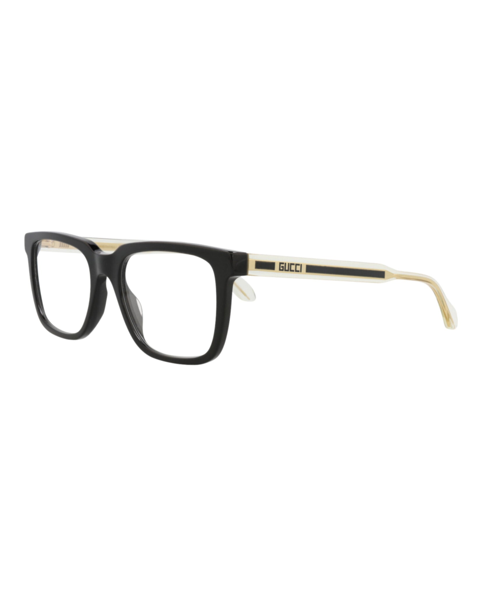 Gucci Mens Square/Rectangle Black Crystal Transparent Fashion Designer Eyewear