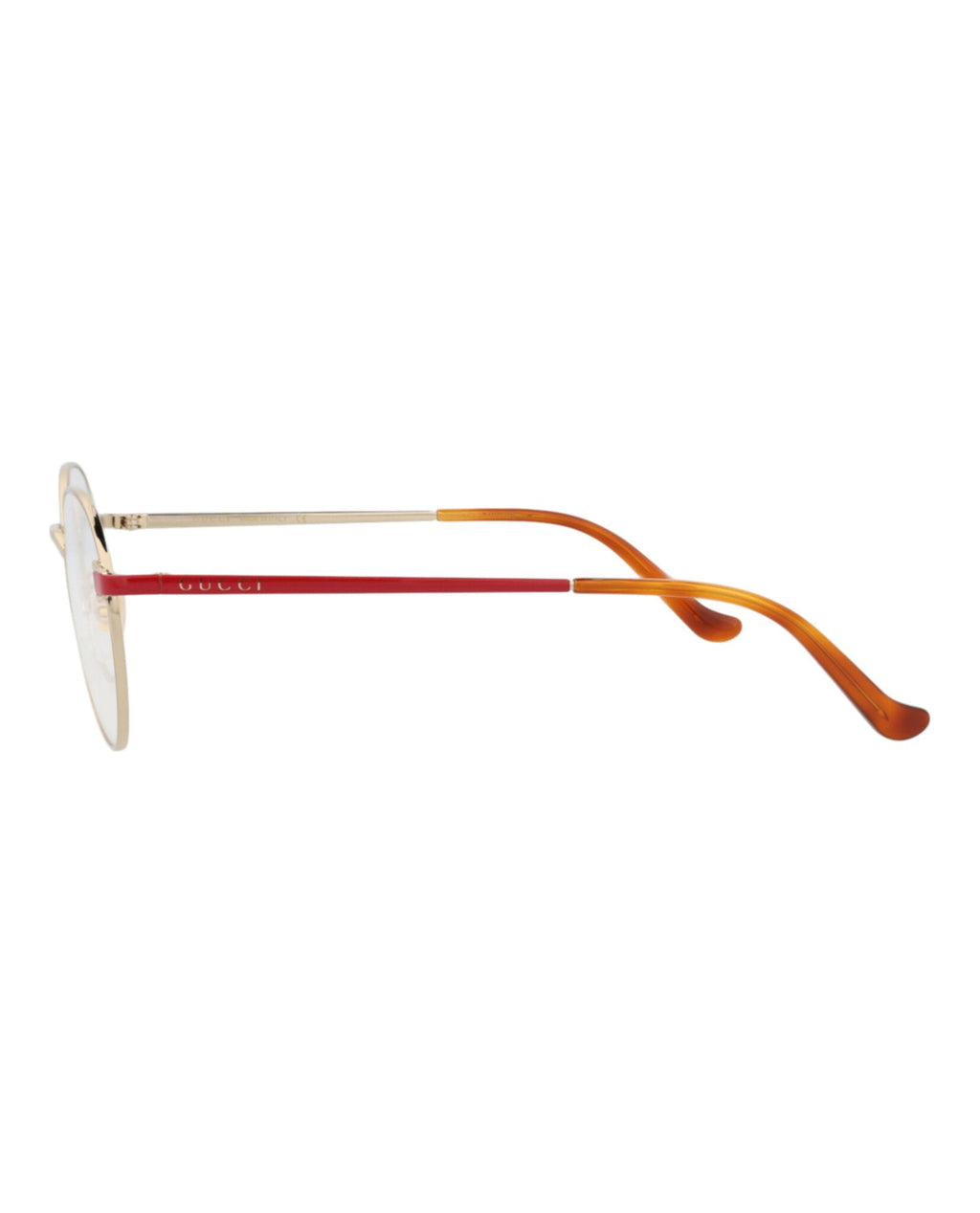 Gucci Unisex Round/Oval Gold Red Transparent Fashion Designer Eyewear