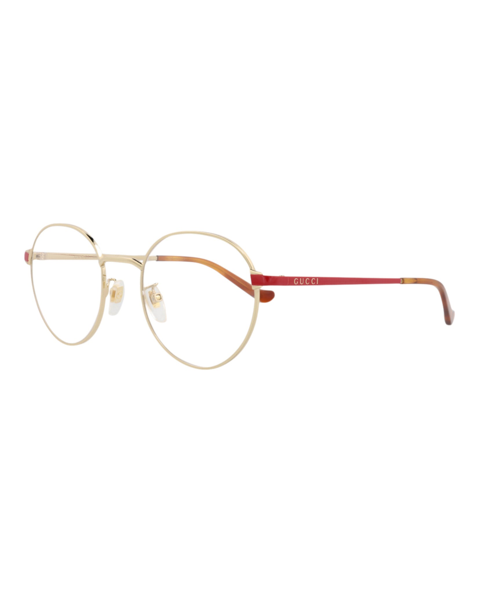 Gucci Unisex Round/Oval Gold Red Transparent Fashion Designer Eyewear