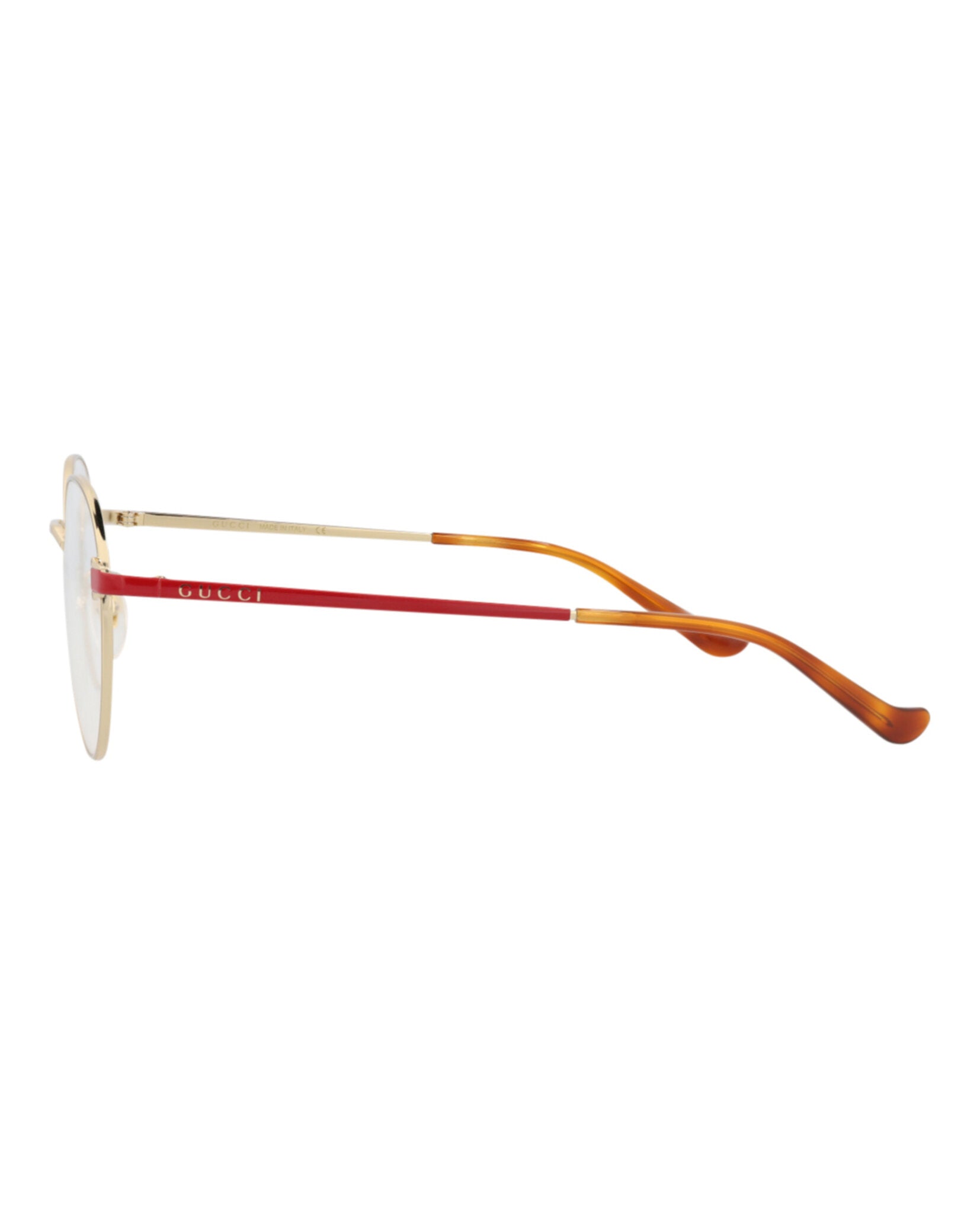 Gucci Unisex Round/Oval Gold Red Transparent Fashion Designer Eyewear