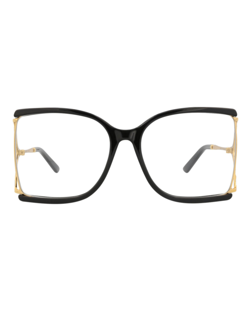 Gucci Womens Square/Rectangle Black Gold Transparent Fashion Designer Eyewear