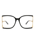 Gucci Womens Square/Rectangle Black Gold Transparent Fashion Designer Eyewear