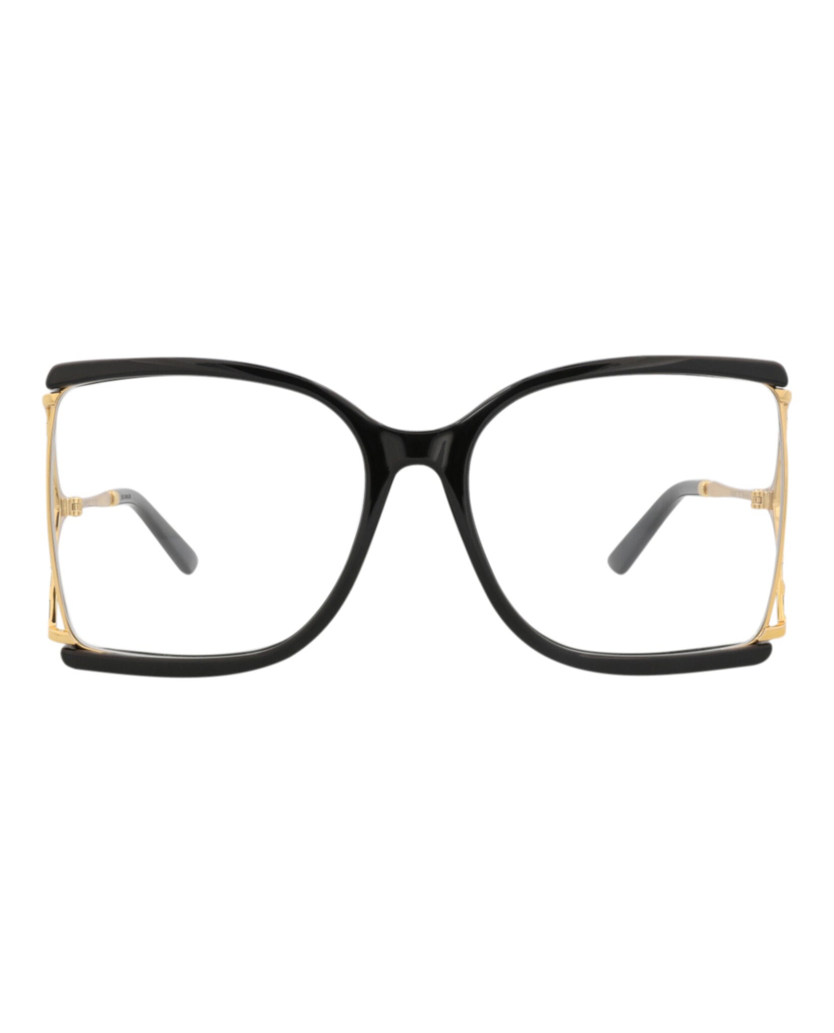 Gucci Womens Square/Rectangle Black Gold Transparent Fashion Designer Eyewear