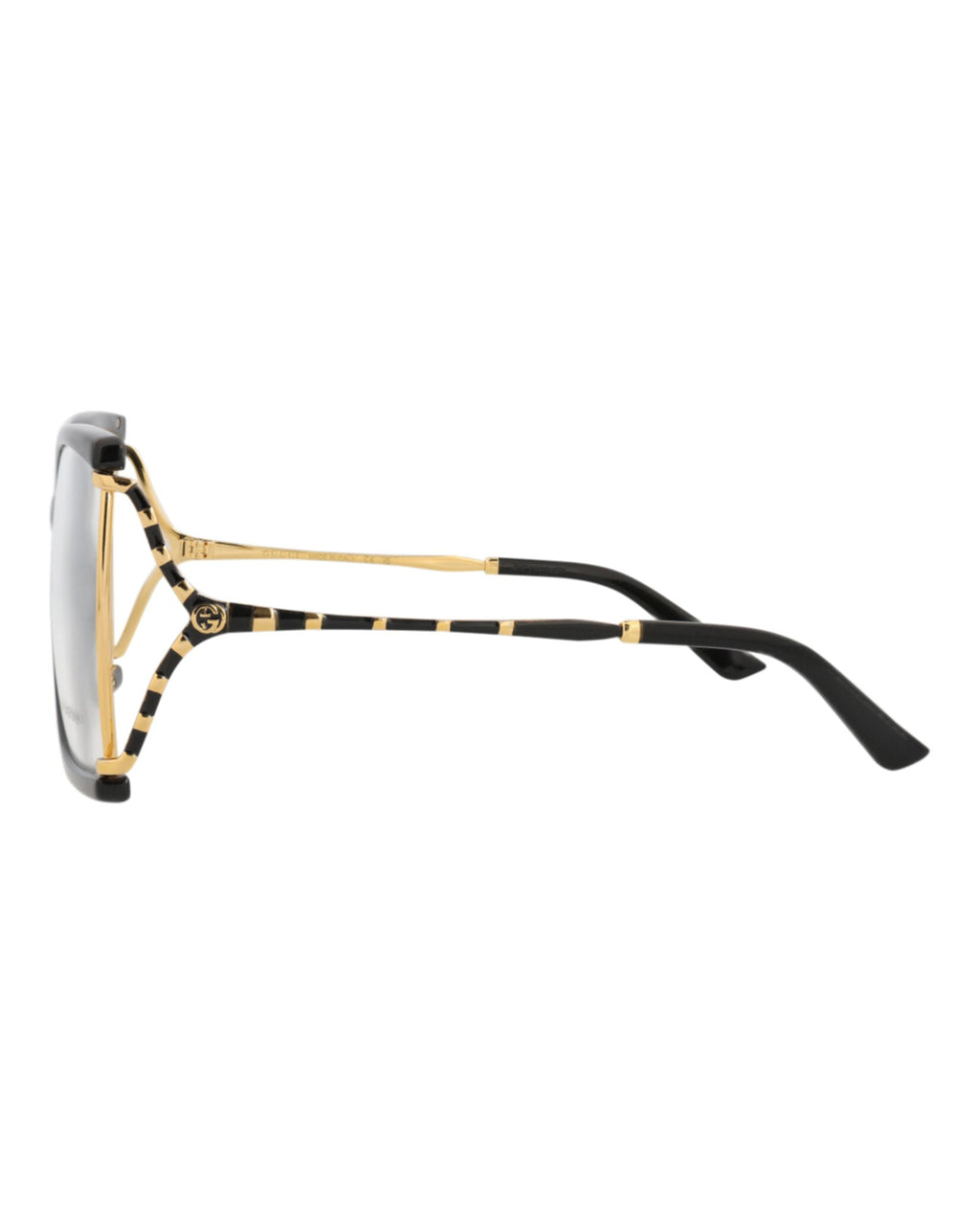 Gucci Womens Square/Rectangle Black Gold Transparent Fashion Designer Eyewear