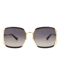 Gucci Womens Square/Rectangle Black Black Grey Fashion Designer Eyewear