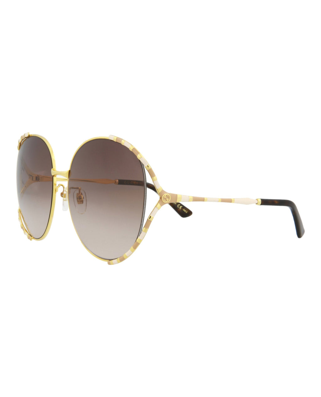 Gucci Womens Round/Oval Gold Gold Brown Fashion Designer Eyewear