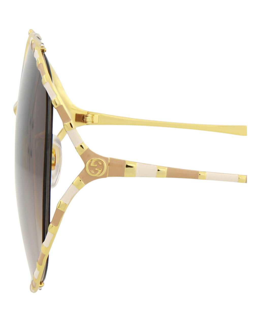 Gucci Womens Round/Oval Gold Gold Brown Fashion Designer Eyewear