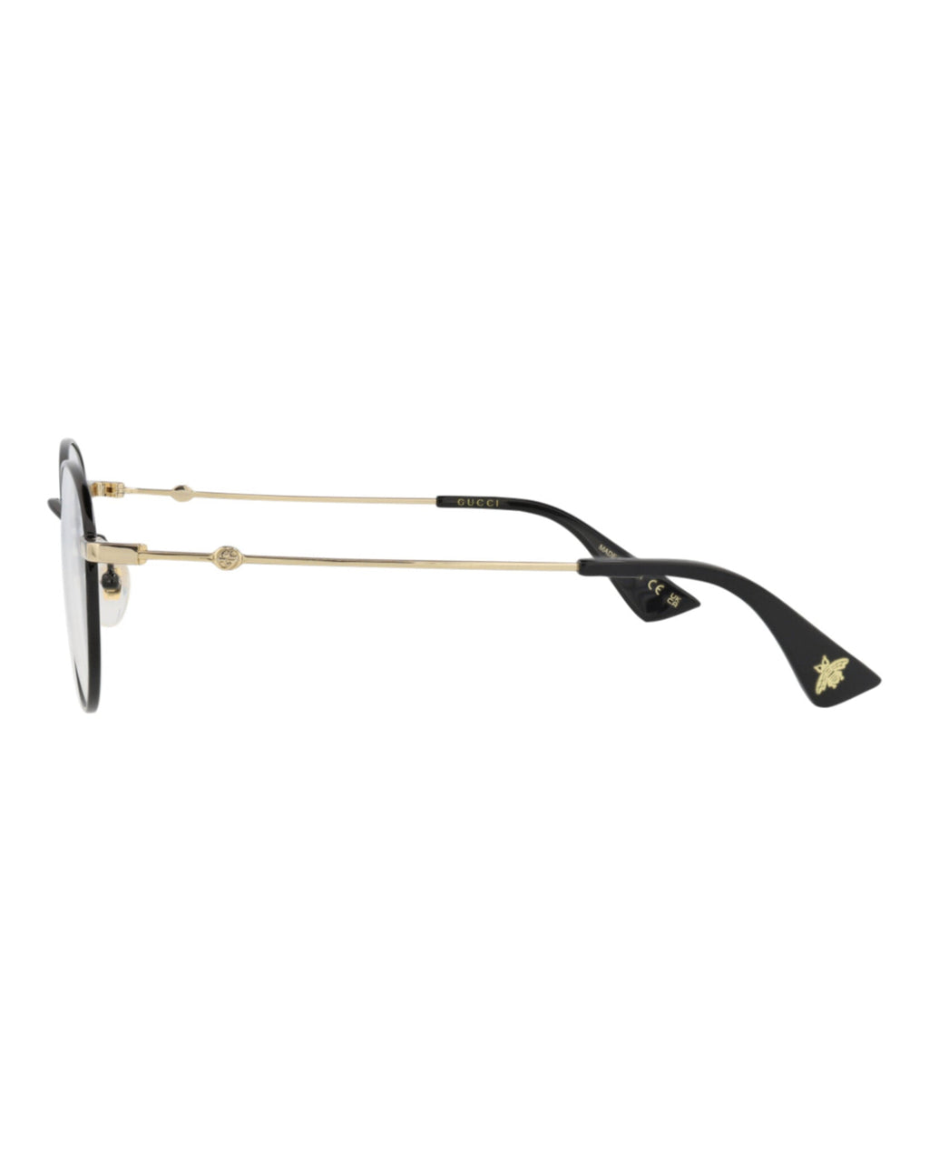 Gucci Unisex Round/Oval Black Gold Transparent Fashion Designer Eyewear