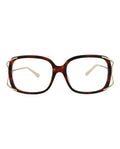 Gucci Womens Square/Rectangle Havana Gold Transparent Fashion Designer Eyewear